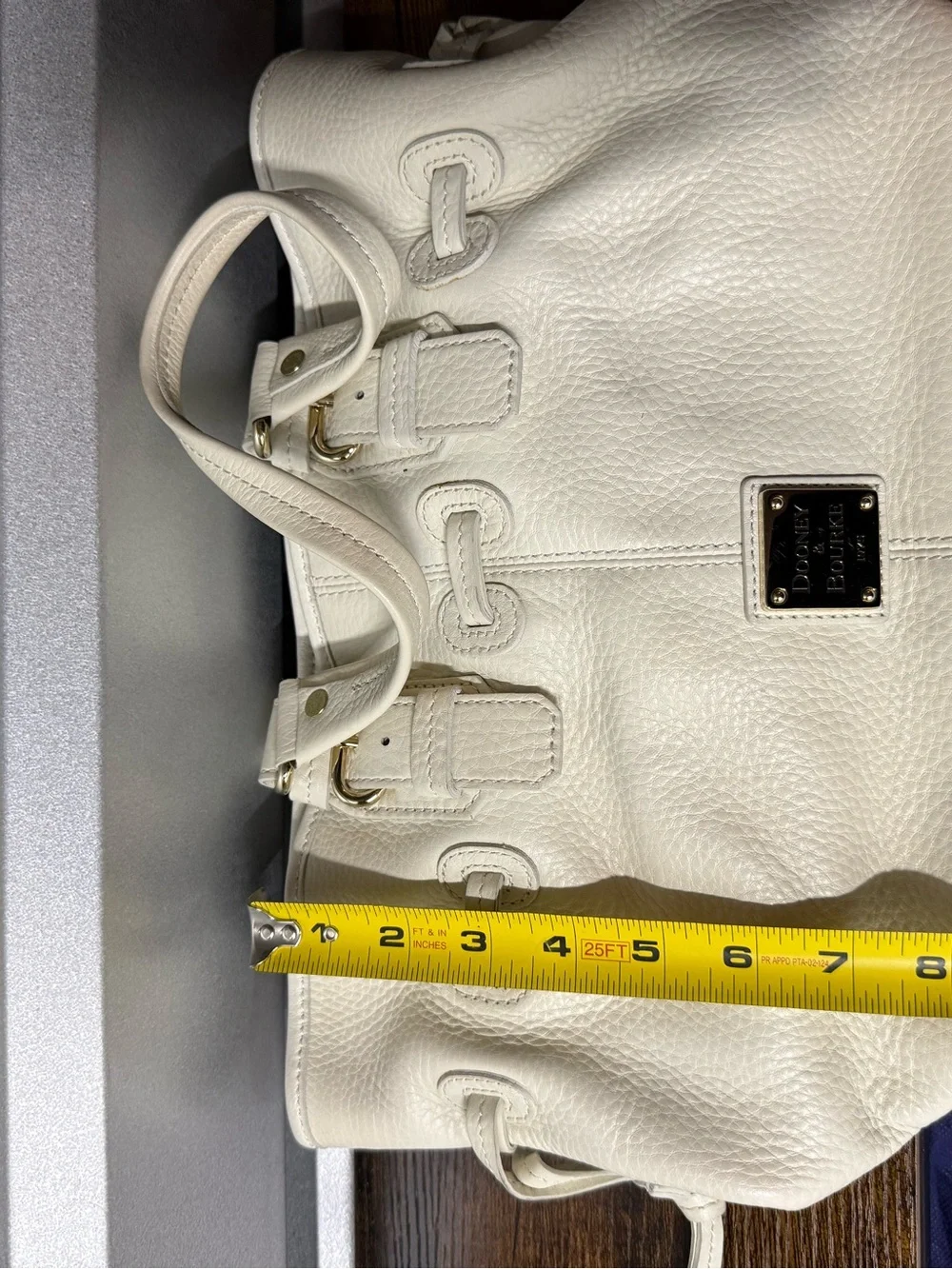 Dooney & Bourke CHIARA Hand Bag Purse White Pebble Grain Leather and Pink Great